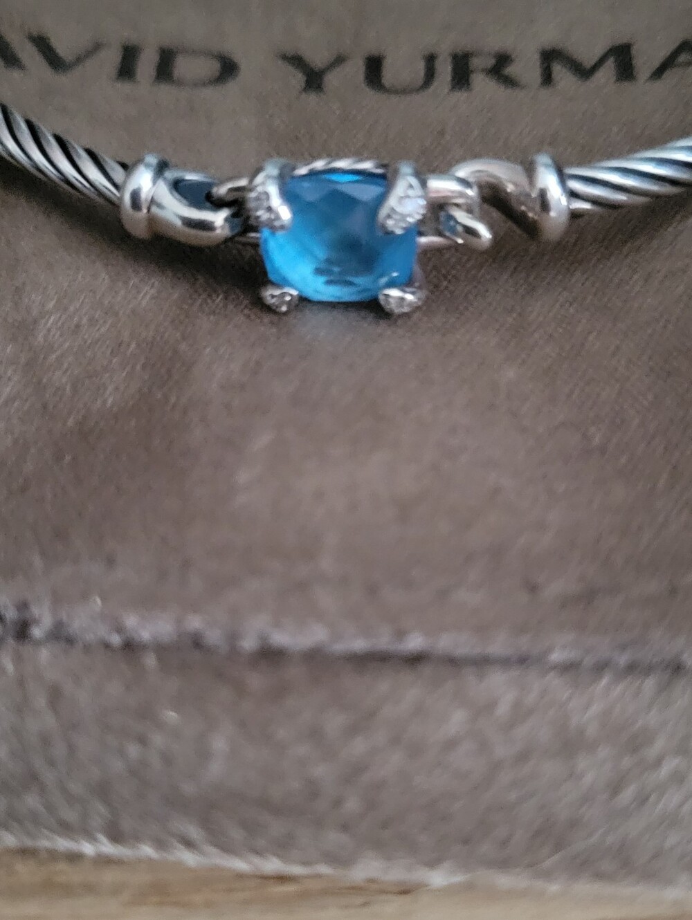 David Yurman Blue Topaz Cable Bracelet in Sterling Silver - Picture 5 of 7